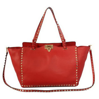 2014 Valentino Garavani rockstud medium tote bag 1917 red - Click Image to Close
